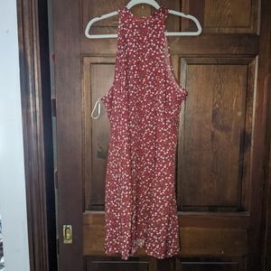 SheIn curve dress burgundy floral high neck 1X